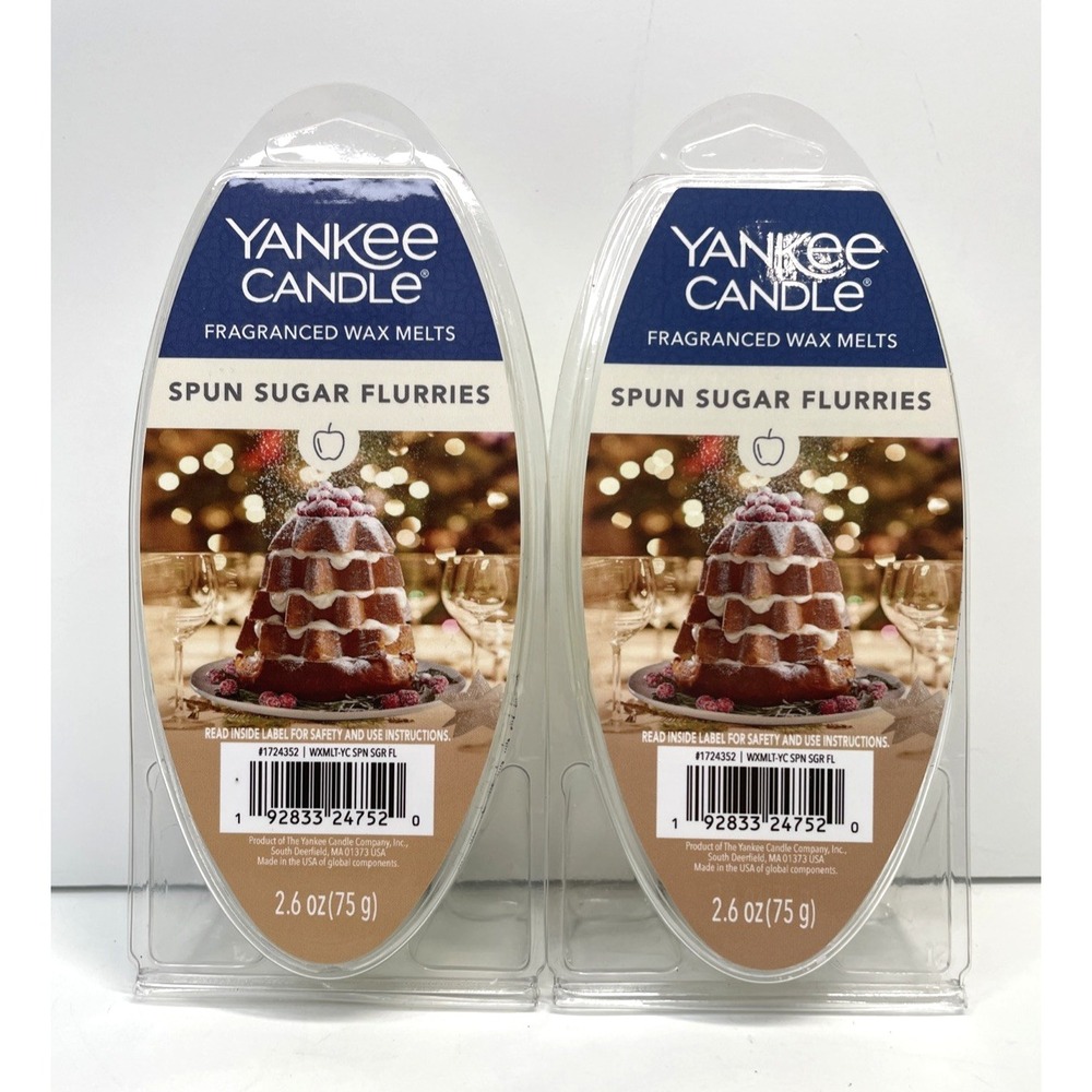 NEW YANKEE CANDLE SPUN SUGAR FLURRIES FRAGRANCED WAX MELTS 2.6 OZ. - LOT OF 2